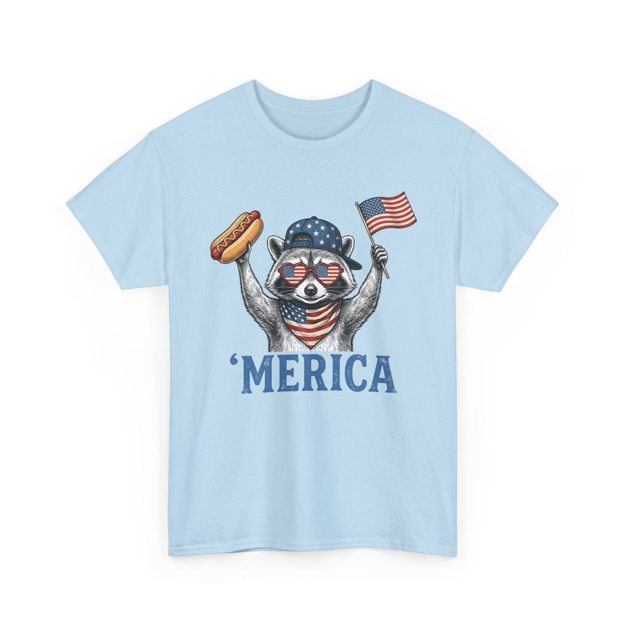 'Merica Raccoon Flag & Hot Dog Tee - Patriotic 4th of July Shirt