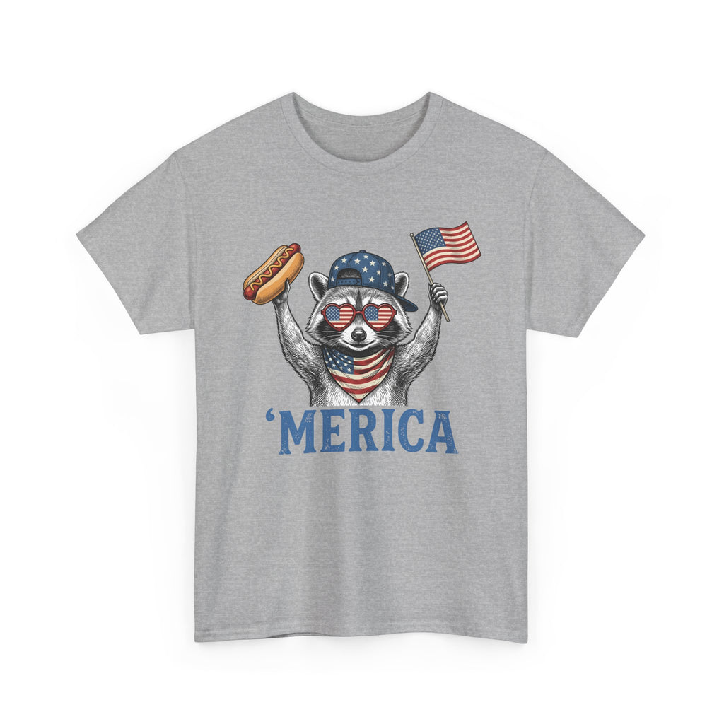 'Merica Raccoon Flag & Hot Dog Tee - Patriotic 4th of July Shirt