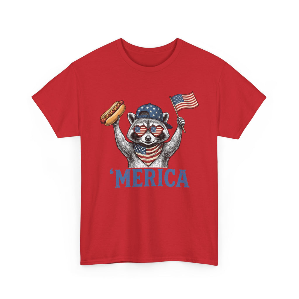'Merica Raccoon Flag & Hot Dog Tee - Patriotic 4th of July Shirt