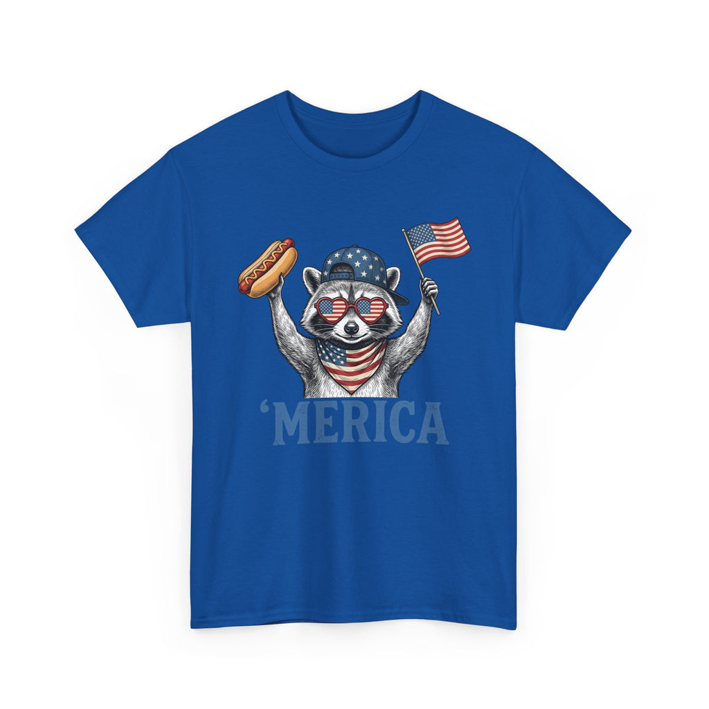 'Merica Raccoon Flag & Hot Dog Tee - Patriotic 4th of July Shirt
