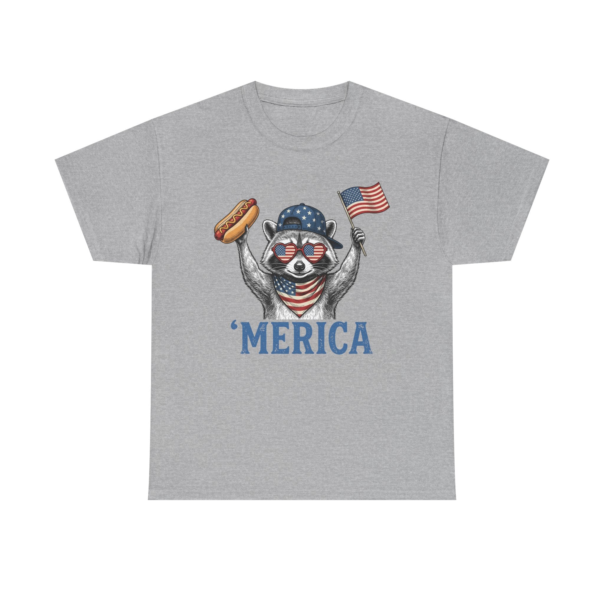 'Merica Raccoon Flag & Hot Dog Tee - Patriotic 4th of July Shirt