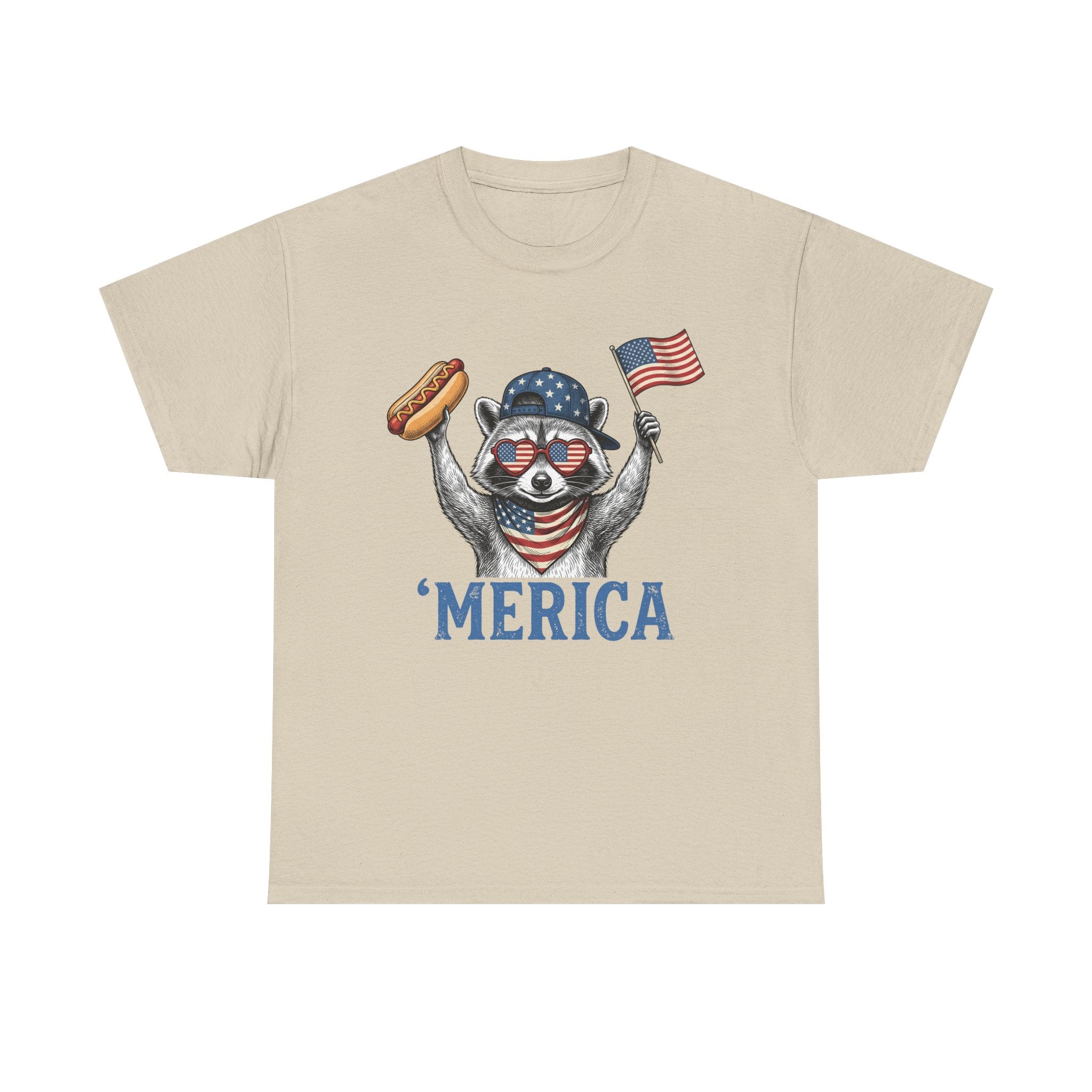 'Merica Raccoon Flag & Hot Dog Tee - Patriotic 4th of July Shirt