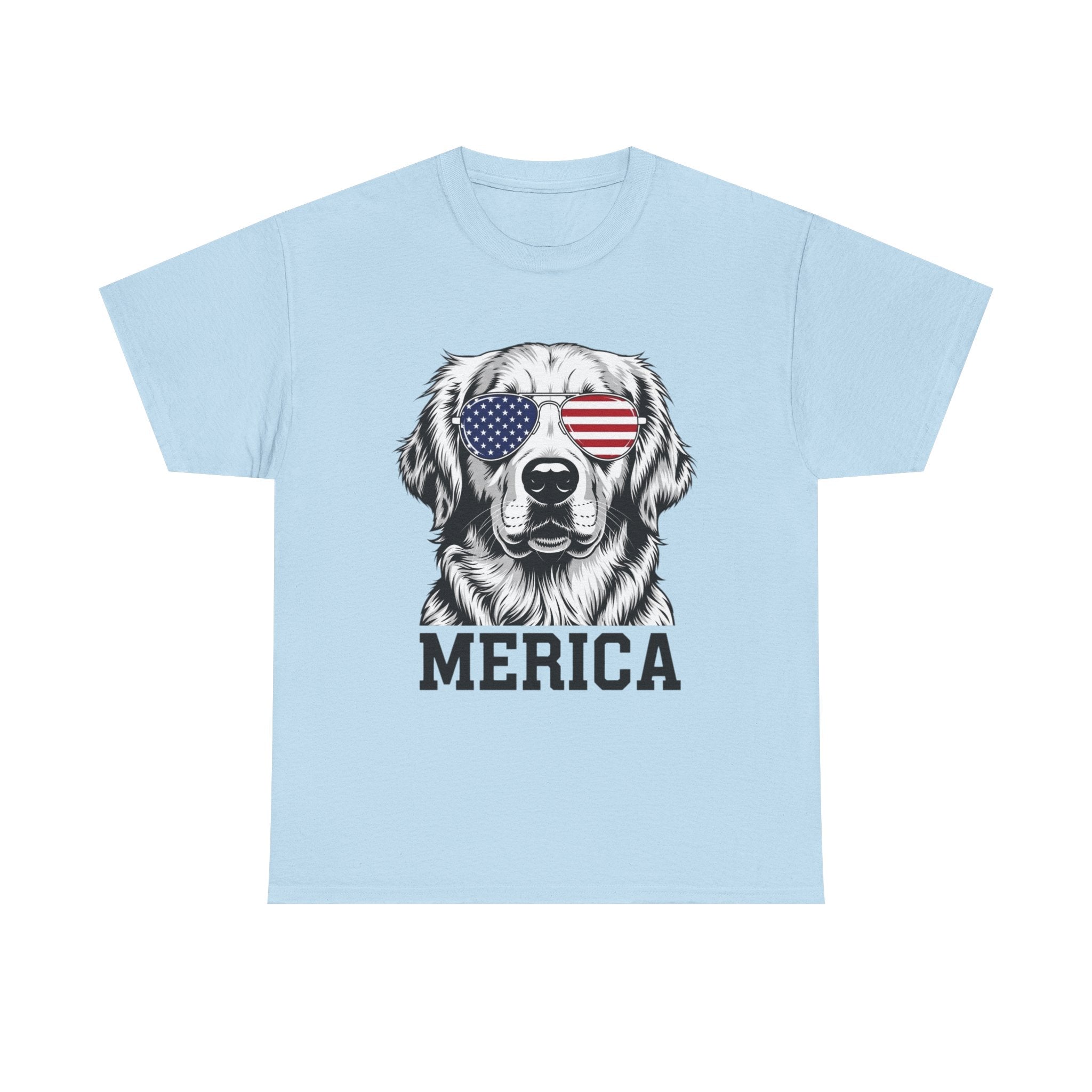Merica Golden Retriever T-Shirt — Patriotic Dog Tee with American Flag Sunglasses