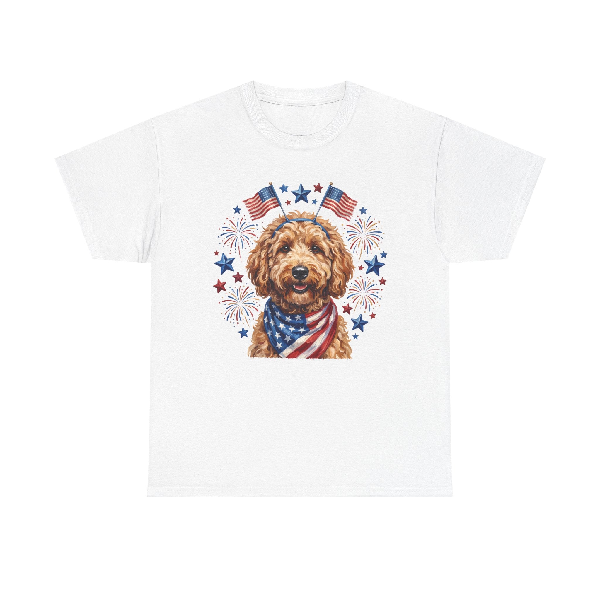 Patriotic Goldendoodle T-Shirt – American Flag Dog Tee for 4th of July