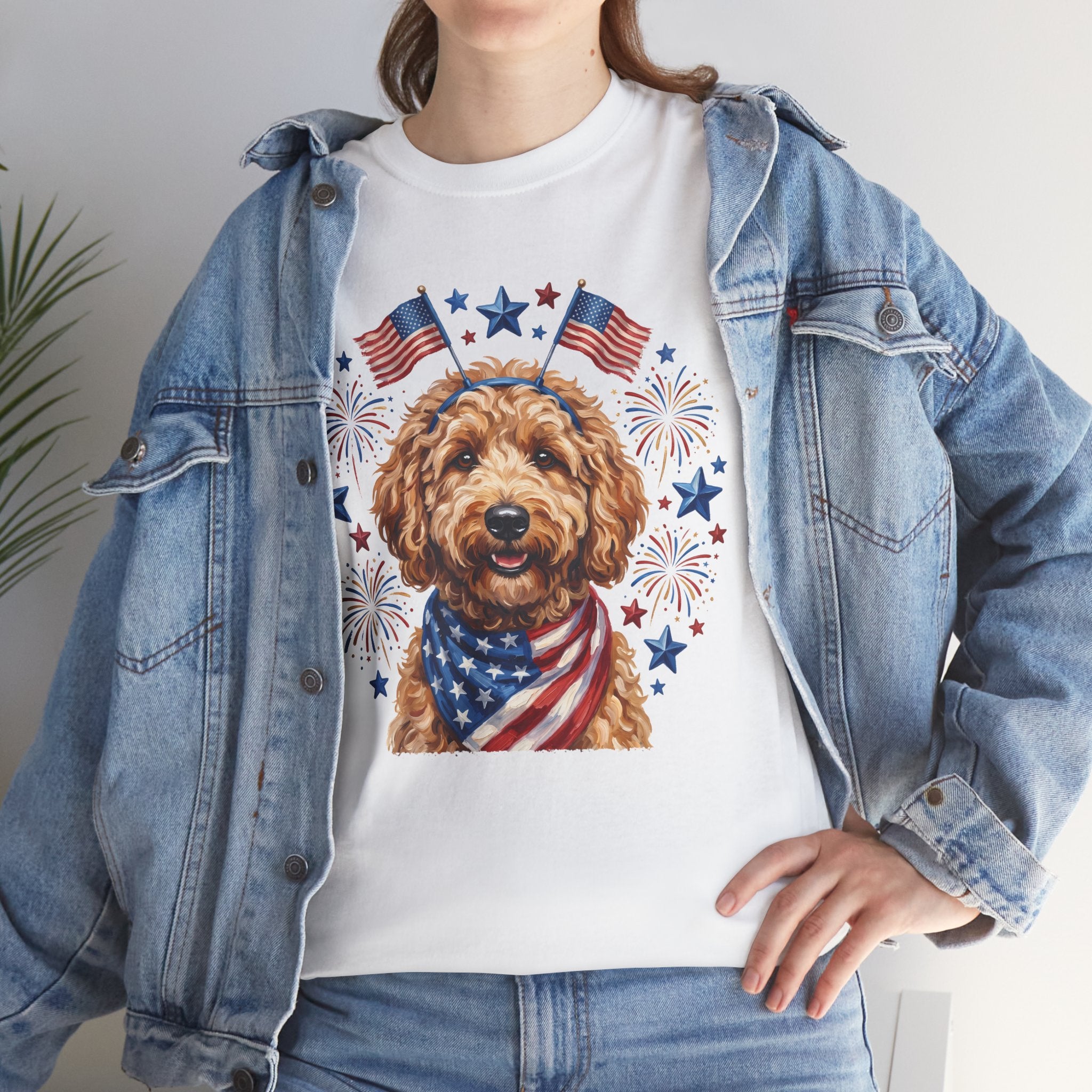 Patriotic Goldendoodle T-Shirt – American Flag Dog Tee for 4th of July