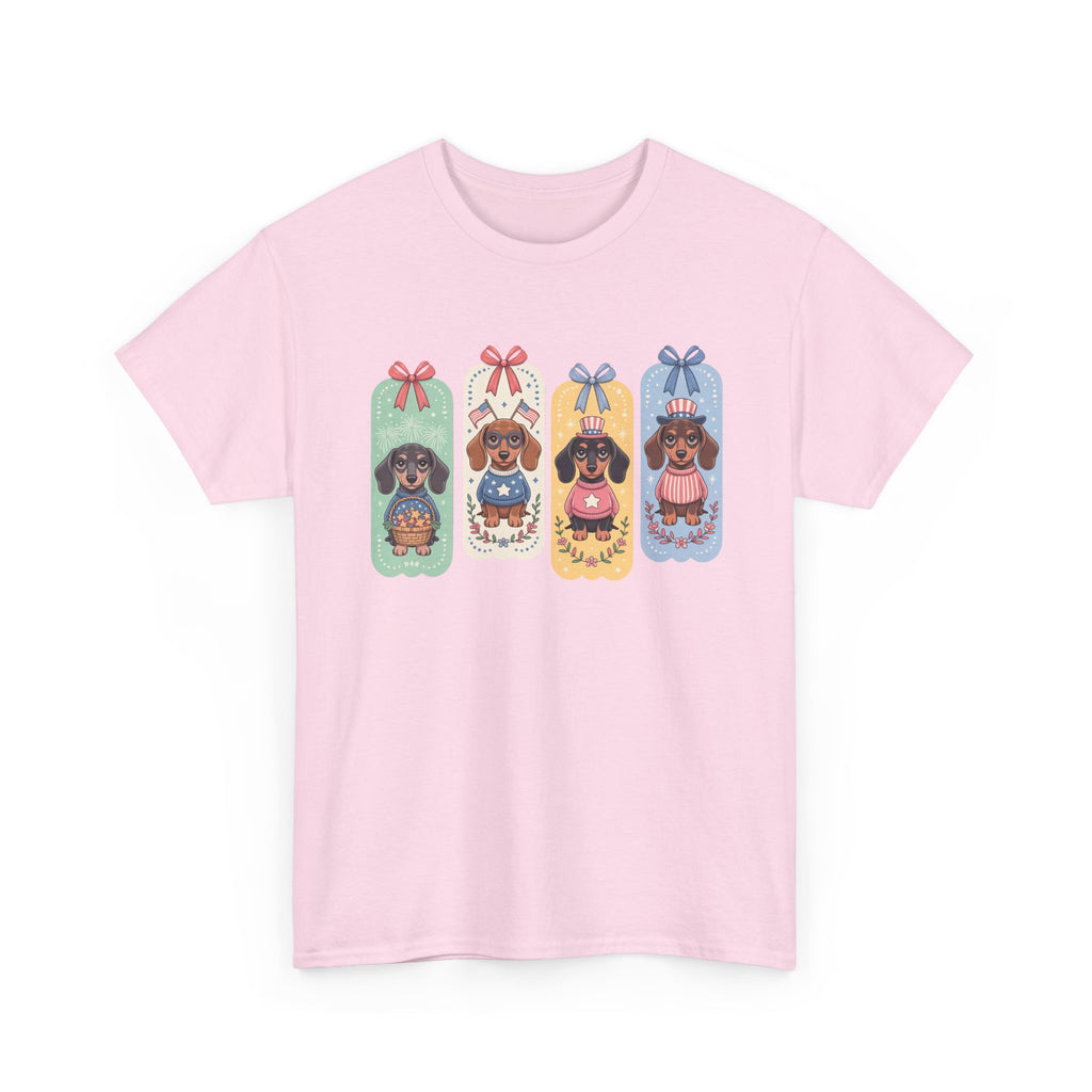 Cute Dachshund Bookmark Graphic Tee — Retro Pastel Dogs T-Shirt