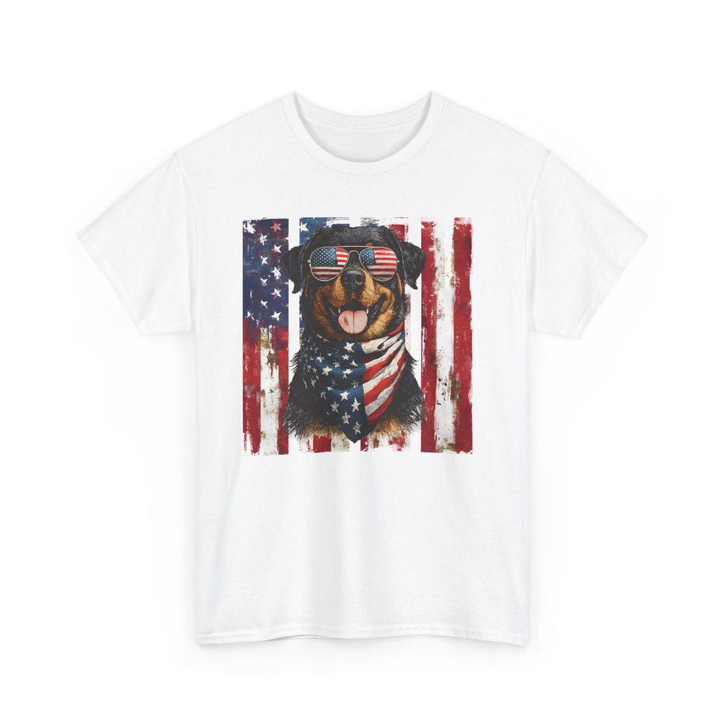Patriotic Rottweiler Tee — American Flag Dog Shirt for 4th of July