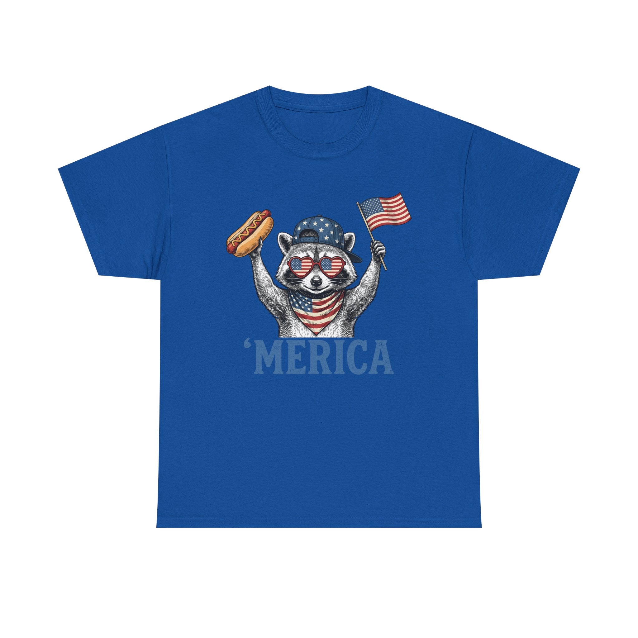 'Merica Raccoon Flag & Hot Dog Tee - Patriotic 4th of July Shirt